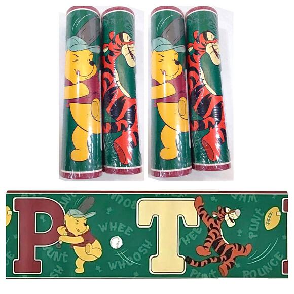 4 Rolls Winnie the Pooh Tigger Wallpaper Border Sports Football Baseball 5yds Ea - Picture 1 of 8